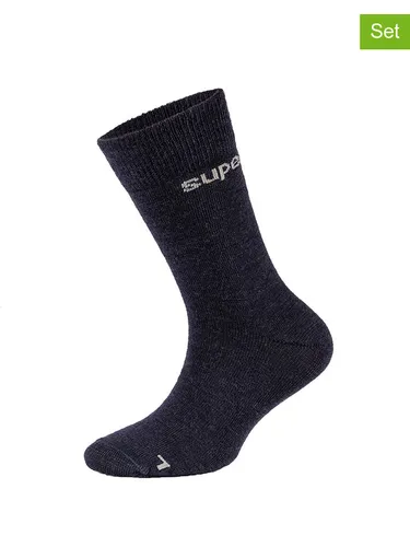 Super.Natural Kids ALL DAY Socks 2-Pack - navy blazer/wing grey (550) 19-22 - Trekking- und Wandersocken für Kinder, aus hochwertiger Merinowolle für optimalen Komfort und Temperaturregulierung, ideal für Reisen und den Alltag.