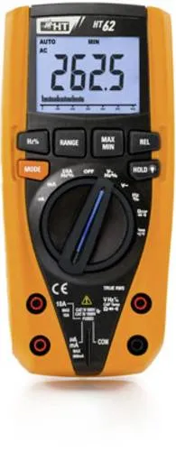HT Instruments HT62 Hand-Multimeter digital - Multimeter für CAT III 1000 V & CAT IV 600 V, präzise TrueRMS Messungen, robustes Gehäuse und große, klare Anzeige für einfache Handhabung.
