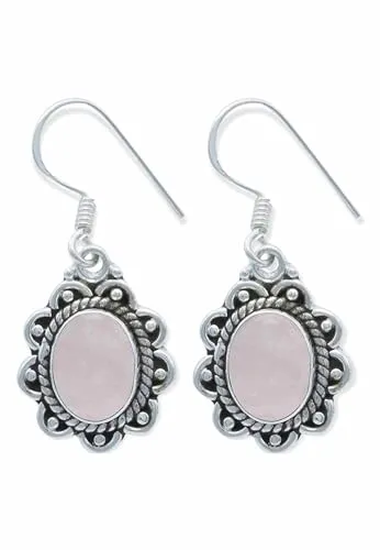 Ohrringe 925 Silber Rosenquarz rosa Stein Edelstein Ohrhänger echt Silber Damen Sterling Silber Hänger Geschenk (MOH-113-07)