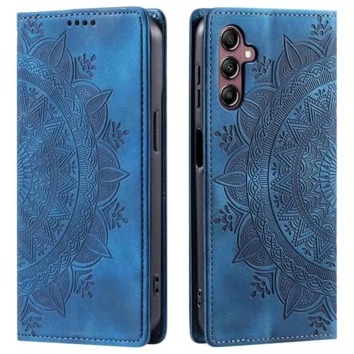 CoverKingz Handyhülle für Samsung Galaxy S24 FE - Handytasche mit Kartenfach Klapphülle Cover - Handy Hülle klappbar Motiv Mandala Blau