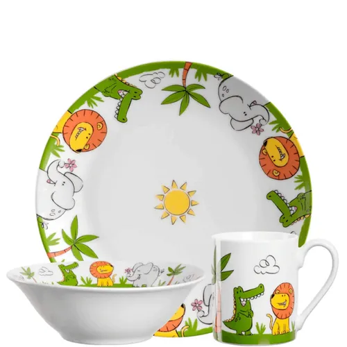LEONARDO Kindergeschirr 3tlg. - Elefant, Krokodil, Löwe - Buntes 3-teiliges Kindergeschirr mit tierischen Motiven, perfekt für kleine Abenteurer und macht das Essen zum Spaß.