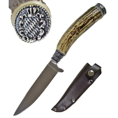 Funk Hirschhorn Trachtenmesser mit Zierkappe - Bayernwappen - Rostfrei - Naturprodukt vereint mit Stahl - für Trachtenliebhaber