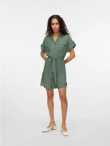 VERO MODA Damen Vmbumpy Ss Short Shirt Dress in grün von VERO MODA