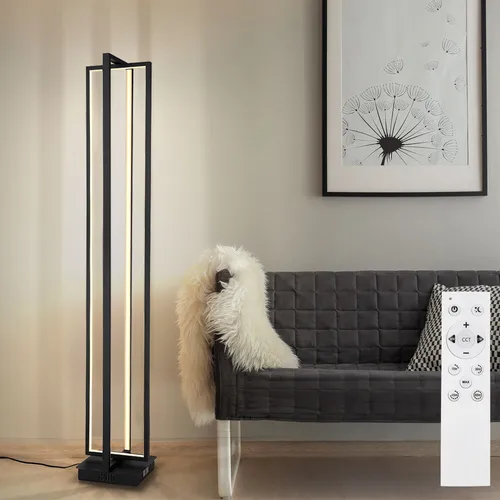 Dimmbar Stehlampe mit Fernbedienung - LED Lichtsäule - Moderne Stehleuchte mit CCT-Schaltung (2700-6500K), dimmbar und mit Fernbedienung. Ideal für individuelle Lichtstimmungen im Wohnzimmer.