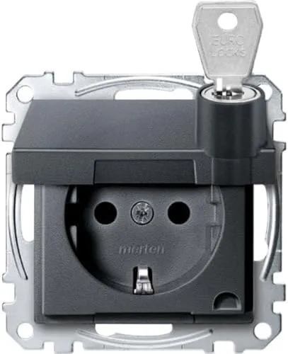 Merten SCHUKO-Steckdose mit Klappdeckel - Steckdose & Zubehör, abschließbar mit erhöhtem Berührungsschutz für mehr Sicherheit, ideal für öffentliche Bereiche oder Kinderzimmer