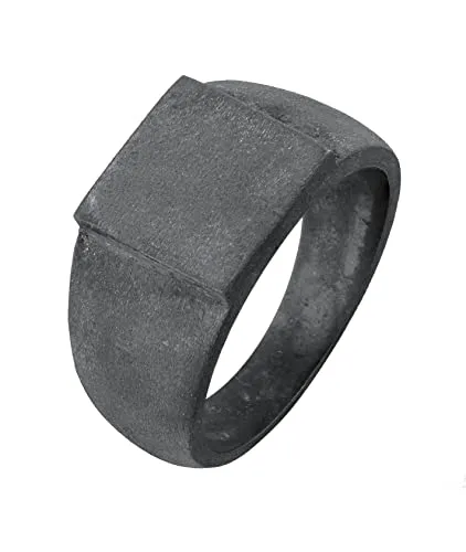 Kuzzoi Siegelring Herrenring oxidiert – Robuster Biker Schmuck aus 925 Sterling Silber - Massiver Bandring mit rechteckiger Oberfläche, ideal für Biker und modebewusste Männer. Erhältlich in Ringgrößen 54-66, perfektes Geschenk in edler Schmuckbox.