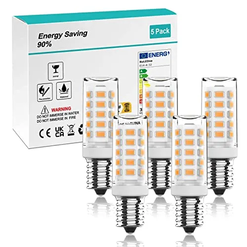 RuLEDne E14 LED Lampe Warmweiß 3000K, 3W /350LM Glühbirne Ersatz 30W Halogenlampen, 360° Abstrahlwinkel für Kronleuchter, Nicht Dimmbar, Wandlampe, Schreibtischlampe, 5er Pack