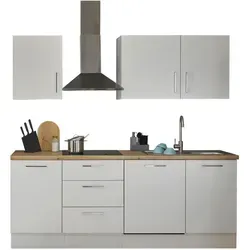 Mid.you Küchenleerblock 220 cm - Weiß & Eiche Artisan - Küchenzeilen, 3 Schubladen, seitenverkehrt montierbar und mit höhenverstellbaren Füßen für optimale Flexibilität.