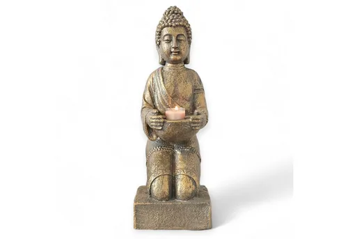 INtrenDU Buddhafigur mit Teelichthalter bronze 39cm in bronze von INtrenDU