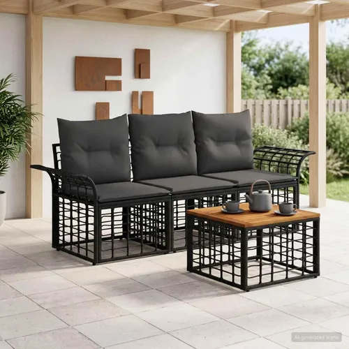 Maison Exclusive Outdoor-Sofagarnitur 4-teilig in Schwarz und Dunkelgrau