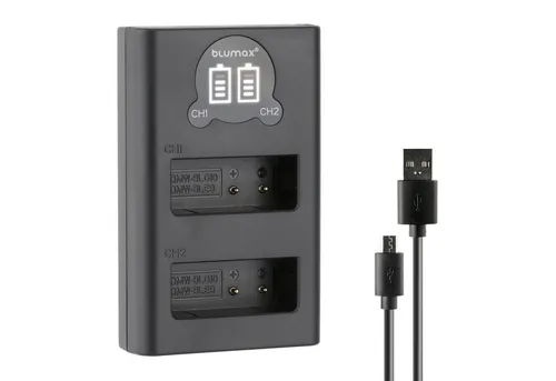 Blumax Dual LCD Ladegerät, für Panasonic DMW-BLG10 USB-C Kamera-Ladegerät