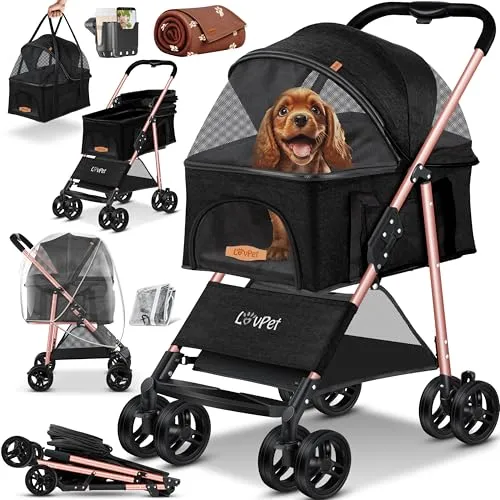 LOVPET® Hundewagen 2in1 – Faltbarer Hundebuggy & Transportbox bis 20kg