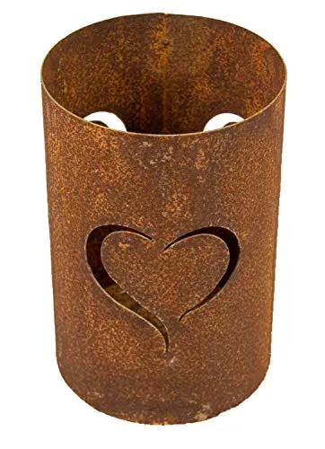 Manufaktur Lichtbogen Edelrost Windlicht Herzen - 24 cm hoch - Rostdeko Laterne