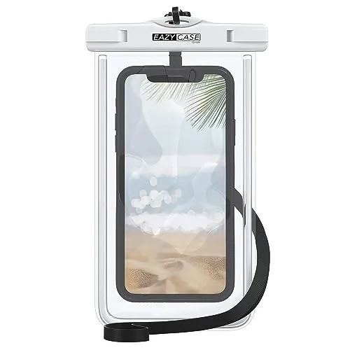EAZY CASE - wasserdichte Unterwasserhülle Weiß Schutzhülle Handyhülle Universal Unterwassertasche Beutel Handy Tasche wasserfest Universalhülle für alle Modelle bis 6,7 Zoll mit Umhängeband Schwarz