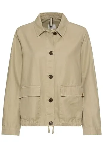 camel active Damen Leichter Blazer aus einem Leinenmix Beige - Funktionsjacken aus hochwertigem Leinen-Baumwoll-Mix für natürlichen Komfort und lebendige Farbstruktur durch Garment-Dye-Färbung.