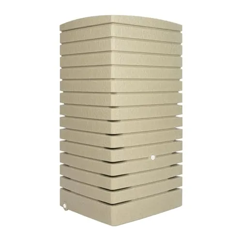 FLORANTIA Regentonne eckig Regenwassertank Quadrum 320 Liter Sandstein aus UV- und witterungsbeständigem Material. Regenfass BZW. Regenwassertonne mit kindersicherem Deckel und Messinganschlüssen