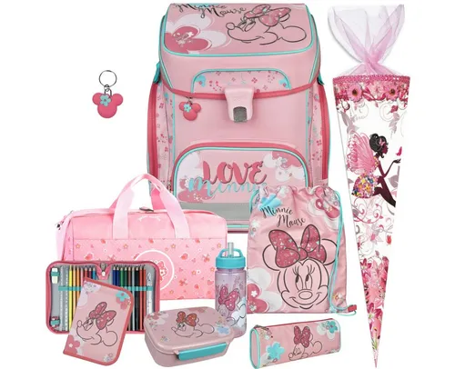 Scooli Schulranzen Set EasyFit für Mädchen, rot mit Minnie Mouse