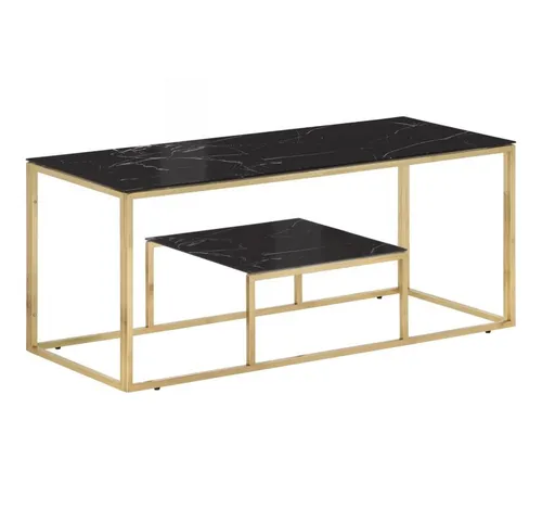 furnicato Couchtisch Eleganter 110 x 45 x 45 cm in Gold mit Glasplatte