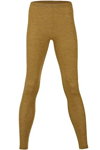 Engel Natur Damen Leggings aus 100% Wolle (kbT) in Safran - Leggings für Damen, dünn und wärmend, aus Schurwoll Feinripp für optimalen Komfort und Klimatisierung – ideal für Büro und Outdoor-Aktivitäten.