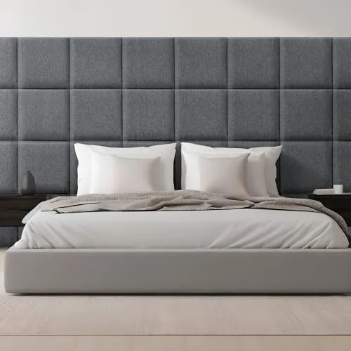 [neu.haus] Wandkissen Carpino 4er Set 30 x 30 cm - Kopfenden, vielseitig einsetzbar für Rückenlehnen oder Wandgestaltung mit einfacher Montage ohne Bohren und verbessertem Raumklang.