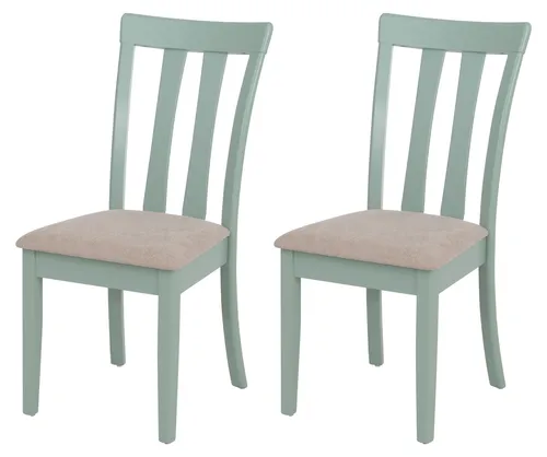 2er-Set Esszimmerstuhl MCW-G46, beige Küchenstuhl mit mintfarbenem Gestell