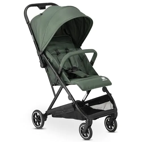 DERYAN Easy Buggy – Leichter Reisebuggy für Babys & Kleinkinder – Kompakt klappbar mit Liegefunktion & Sonnenverdeck – Grün
