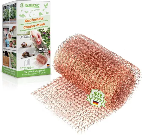 ISOTRONIC Schneckenzaun Isotronic Schneckennetz Kupfer, 1-St. - Hochwertiges Kupfernetz zur effektiven Schneckenabwehr. Vielseitig einsetzbar im Garten und Haus – schneidbar und formbar für individuelle Lösungen. Ideal als Pflanzenschutz und für Dachrinnen.