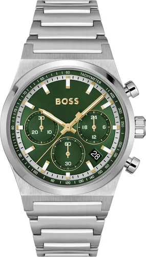 BOSS Chronograph Quarz Uhr Candor Chrono für Herren - Elegante Armbanduhr mit präzisem Chronographenwerk und Datumsanzeige. Wasserdicht bis 5 ATM, ideal für Alltag und Sport.