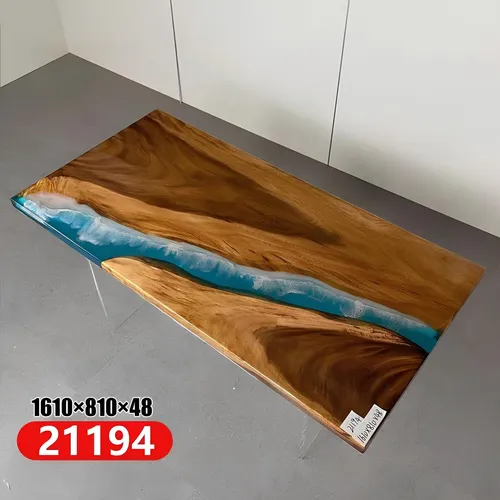 Esstisch River Table aus echtem Holz mit Epoxidharz 161x81 cm - Moderner Esstisch aus massivem Holz, ideal für bis zu 6 Personen. Die einzigartige Flussoptik und die robuste Bauweise machen ihn zum Blickfang in jedem Esszimmer.