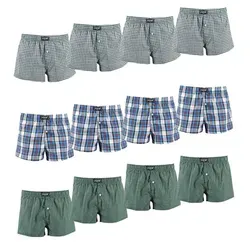 ADAM JEANS Webboxer Gewebte Boxershorts American Unterhosen Herren Boxershorts Kariert (12-St., 3er Set, 6er Set, 12er Set) Web Boxershorts Herren lockere Boxershorts Herren weit Männer Boxer grün 2XL