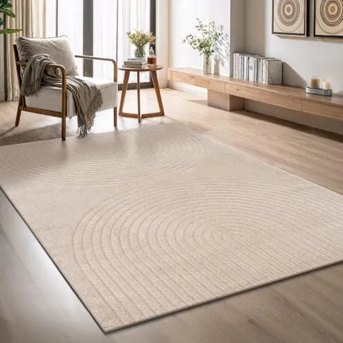 the carpet Elisa moderner Wohnzimmer Teppich, geometrisches Design, hohe Flordichte und angenehm weich, Beige, 240 x 340 cm