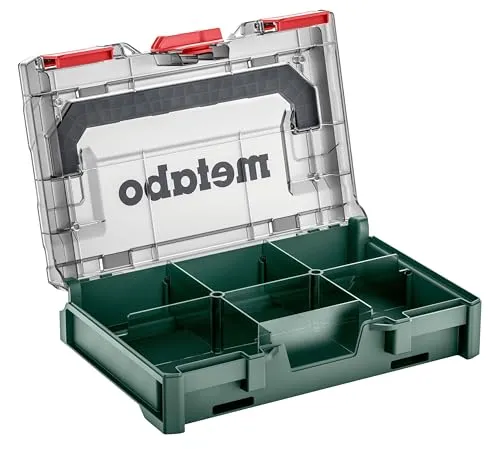 metabo Werkzeugkoffer metaBOX 63 XS 626896000 - Werkzeugbox aus robustem ABS, grün und transparent, ideal für die Aufbewahrung und Organisation von Werkzeugen