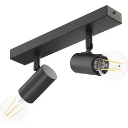 ledscom.de E27 Vintage Decken-Leuchte FARE, Retro, schwarz, schwenkbar, 2-flammig + LED Lampen, je 963lm Dimmen ohne Dimmer, warmweiß