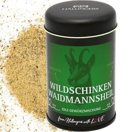 Hallingers Genuss Manufaktur Gewürze Geschenk - Gewürz-Mischung für Wildschinken - für Jäger zum Kochen von Wildgerichten Waidmann, edle Geschenkdose