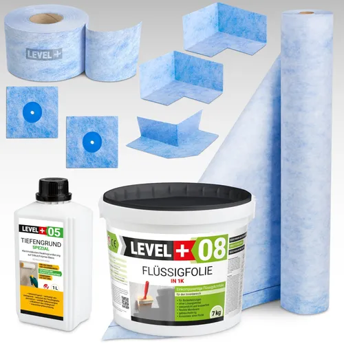 Profi Dicht-Set für 5m² Dichtbahn - Dichtmaterialien für Badezimmer und Dusche, schimmelresistent und wasserdicht, ideal für professionelle Abdichtungen.