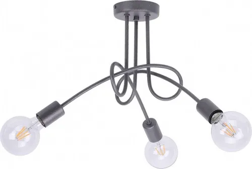 Edison Deckenbeleuchtung Lampen Deckenlampen - Deckenlampe Industrial für Wohnzimmer Schlafzimmer und Esszimmer aus Metall - Pendelleuchte 3-Flammig - Graphit mit Glitzer