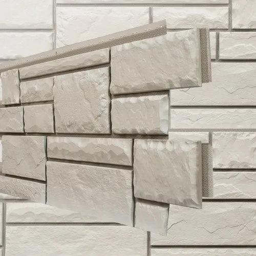 Fassadenverkleidung NovikStone HC Platte 122x47 cm - Bruchstein Weiss - Wandverkleidung aus Spezialpolymer, wetterfest und UV-beständig. Ideal für Außen- und Innenbereiche mit traditionellem Bruchstein-Stil. 9 Platten für 4,65 qm, 25 Jahre Herstellergarantie.