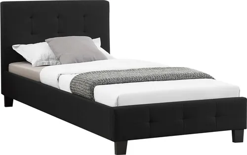 Caro-Möbel Polsterbett OHIO 90x200 cm - Einzelbett mit Roll-Lattenrost und elegantem schwarzen Textilbezug, ideal für komfortables Schlafen in jedem Raum.