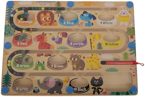 Playtastic Kinderspiele: Labyrinth Magnetspiel für Kinder, Farben, Zahlen & Tiere Lernen (Hand-Augen-Koordination-Spielzeug, Kinderlernspielzeug)