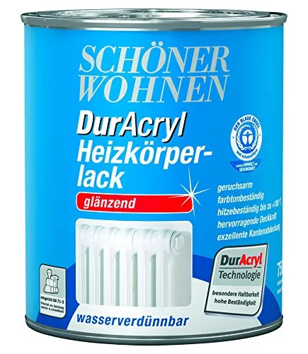 SCHÖNER WOHNEN FARBE DurAcryl Heizkörperlack, glänzend 2,5l - Lacke in strahlendem Weiß, wasserverdünnbar und extrem deckend – ideal für Heizkörper und andere Metallflächen.