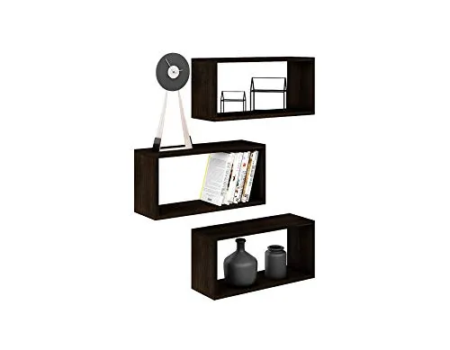 Matkam Möbel Wandregal, Wenge, 3-in-1 Regalwürfel - Regale: Elegantes Wandregal im modernen Design mit drei individuellen Regalwürfeln, ideal für kleine Räume und mit einer maximalen Belastung von 30 kg.