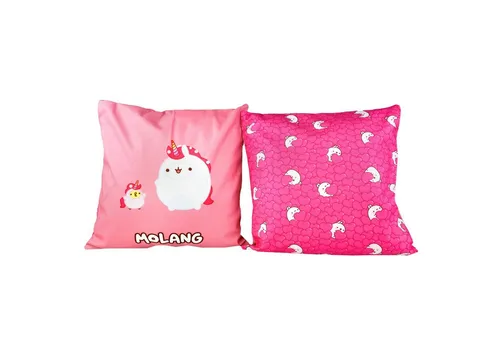 6vibes Kissenbezüge Molang, 2 Stück - Dekokissen mit zwei verschiedenen Seiten 40 x 40 cm, Zierkissen für die Couch vorne Molang & Piupiu, hinten coole Pattern