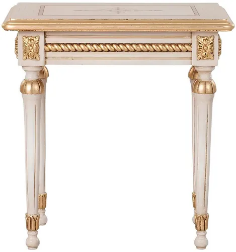 Design Beistelltisch aus Holz in Weiß - Eleganter Beistelltisch im Art-déco-Stil, ideal für Ihr Wohnzimmer. Mit kompakten Maßen von ca. 60 x 40 x 42,5 cm, keine Montage erforderlich und 2 Jahre Herstellergarantie.