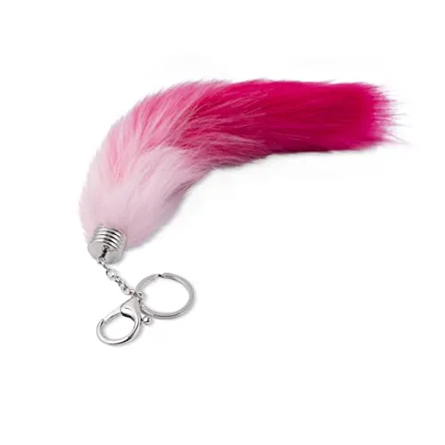graent Fuchsschwanz - Schlüsselanhänger/Anhänger aus Kunsthaar (25 cm) Pink