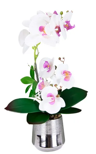 Kunstorchidee Phalaenopsis Orchidee im Topf, I.GE.A., Höhe 42 cm, Kunstblume mit Blätter Blume Kunstpflanze Deko Seidenblume Real Touch