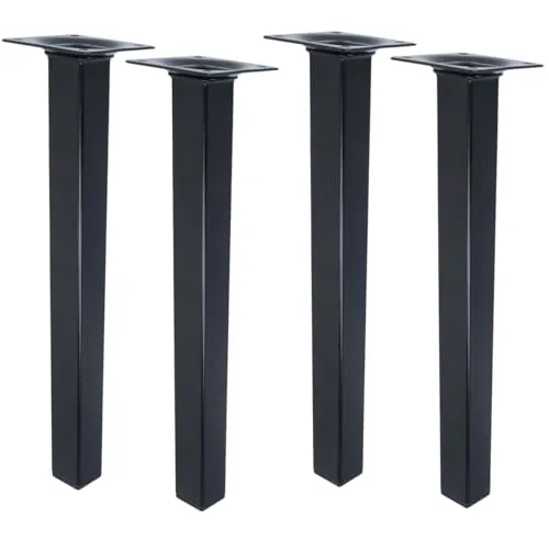 MS Beschläge Möbelbein Schwarz Möbelfuss Eckig 25x25mm Tischfuss einzeln oder 4er Pack Sofastempel Bettfuss Möbelstütze Metall Sesselfuss (4, 300mm)