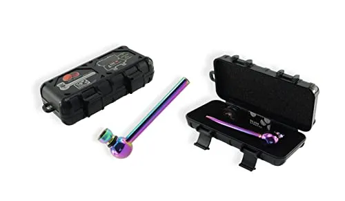 Budawi® Tabakpfeife 12 cm Glaspfeife in Travelbox Geschenkbox inklusive Siebe und Grinder