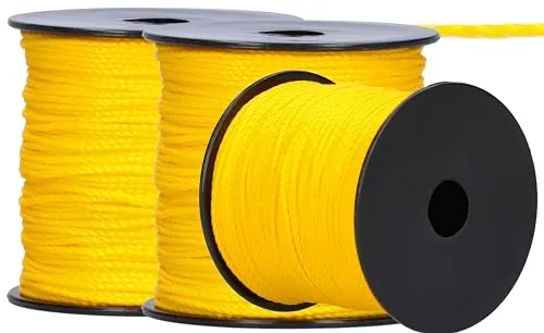 ToolSpace Maurerschnur Bauschnur - 100m x 1.6 mm - Gelb - Polypropylen-Seide - Richtschnur - Lotschnur - Stärke Pflasterschnur - langlebig & reißfest - Maurerschnur für Wasserwaage