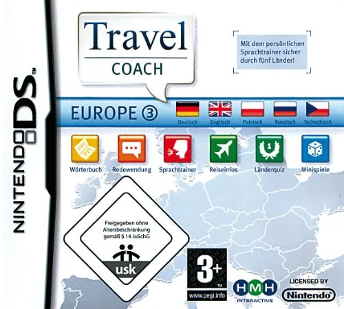 Travel COACH - Europe 3 - Ein spannendes Reisespiel für die ganze Familie, ideal für Spieler ab 0 Jahren, das Wissen über europäische Länder spielerisch vermittelt.