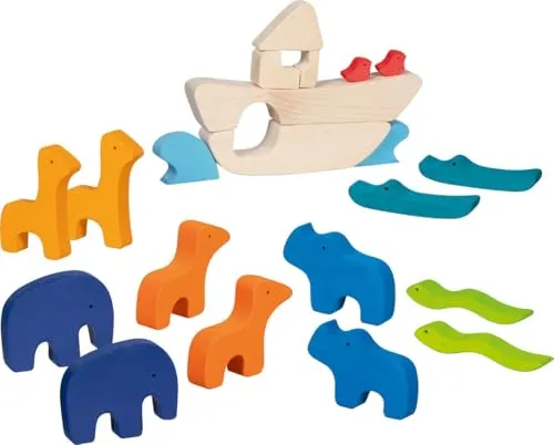 goki Spielwelt Arche Noah, (21-tlg) - Holzspielzeug, aus hochwertigem Ahornholz gefertigt und ideal für Kinder ab 3 Jahren. Fördert die Fantasie und Kreativität beim Spielen.